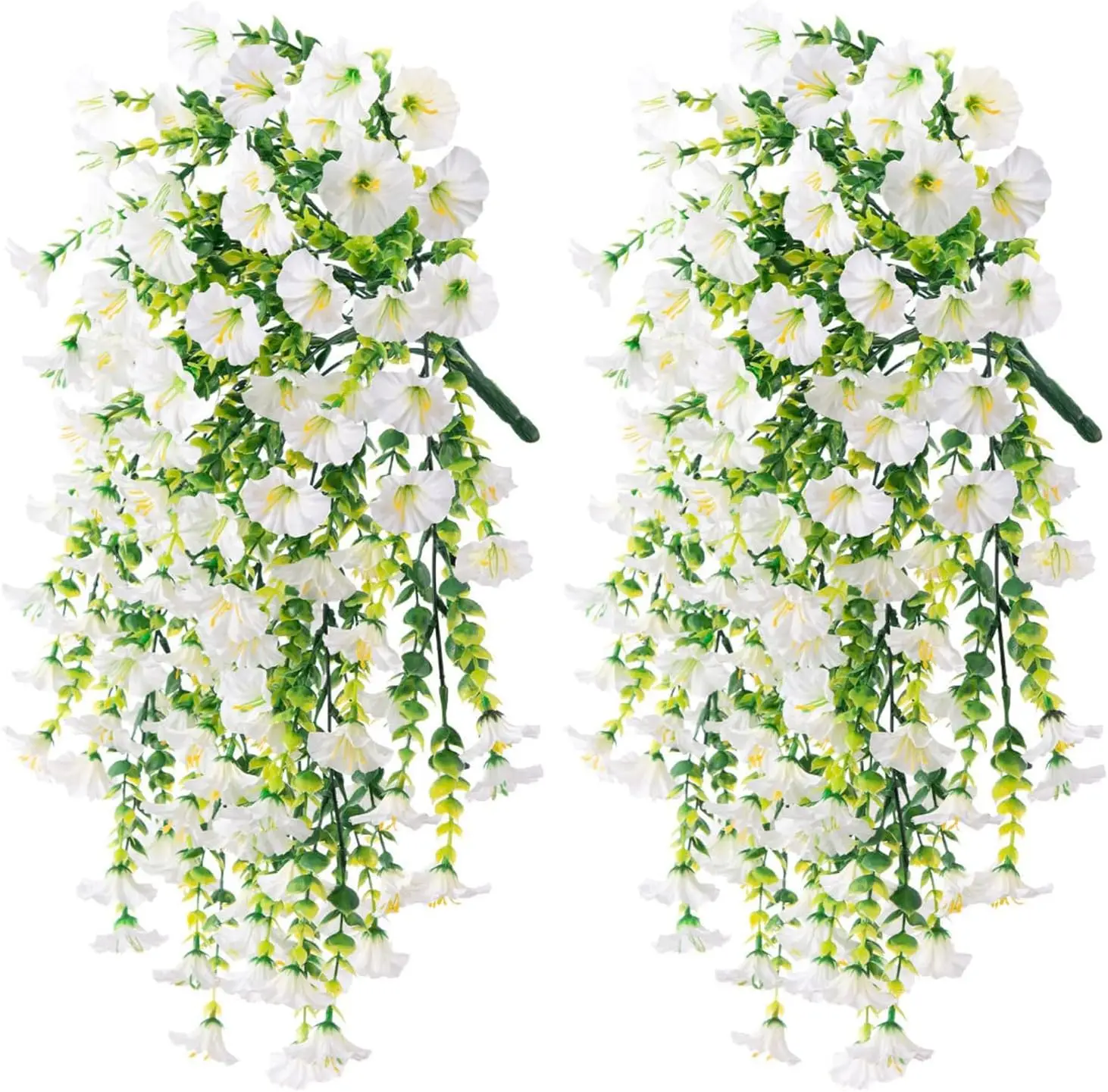 Flores artificiales colgantes, plantas de seda sintética, moradas, gloria matutina, enredaderas largas, resistentes a los rayos UV, realistas para decoración de jardín y balcón: Negro