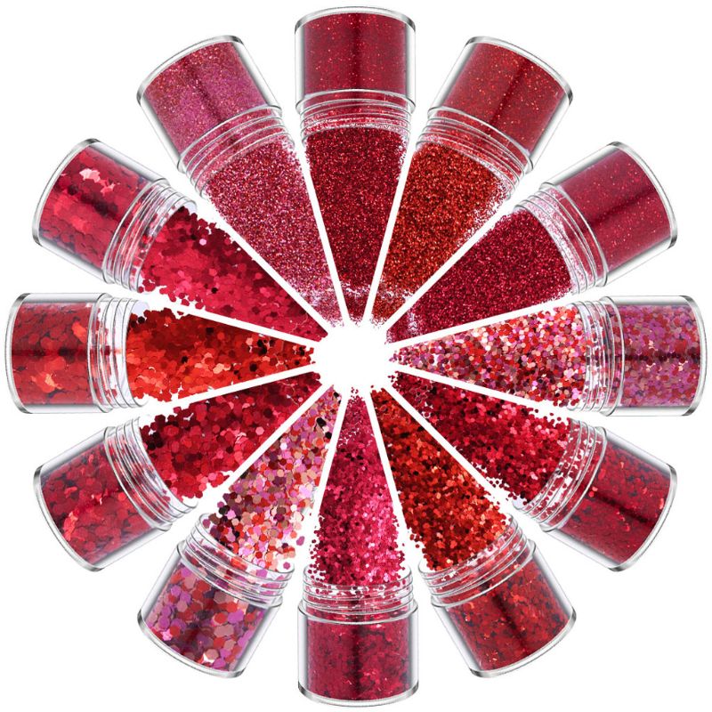 12 couleurs mélangées maquillage holographique grosses paillettes visage corps yeux cheveux ongles résine époxy Festival gros hexagones paillettes: J