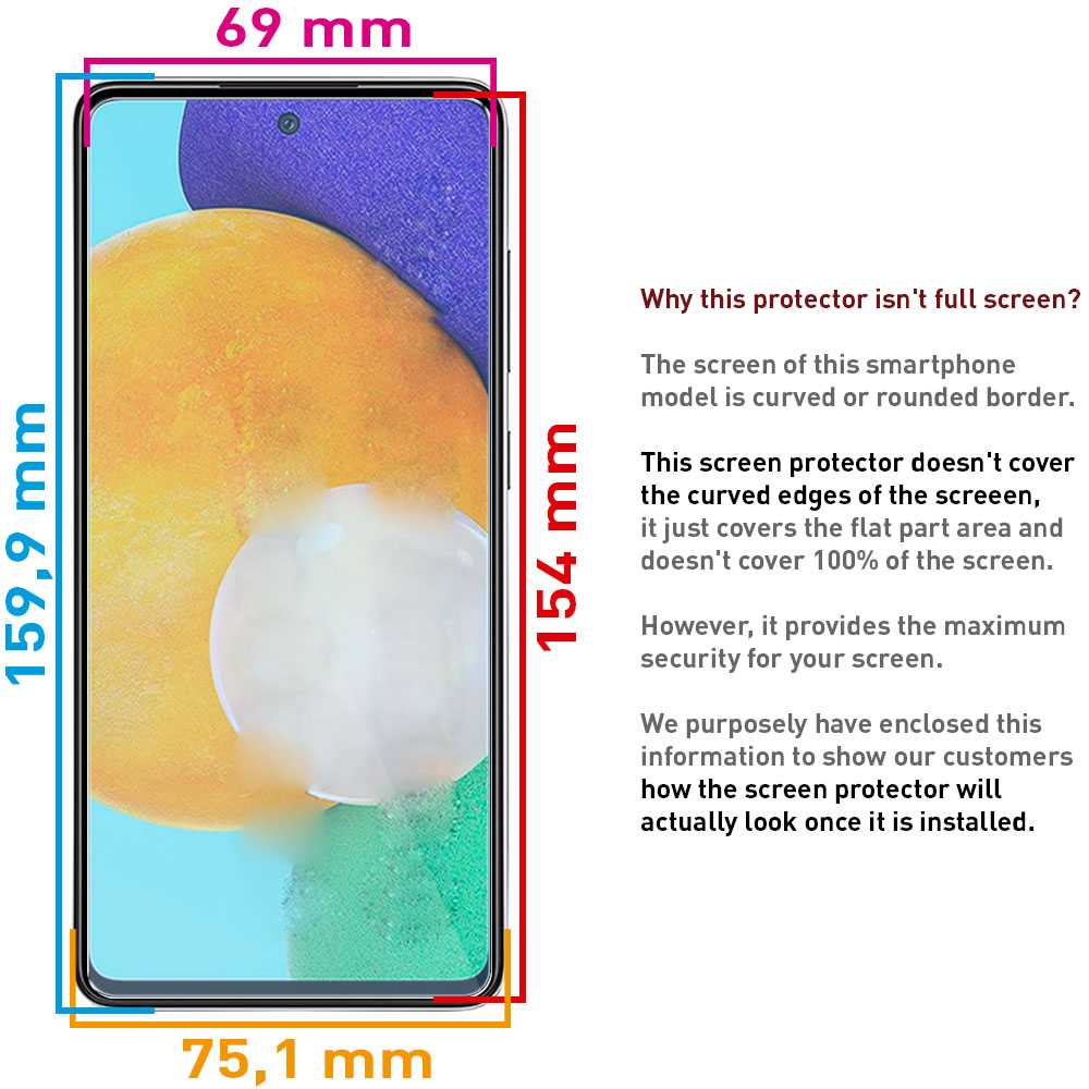 Premium Gehard Glas Compatibel Met Samsung Galaxy A52/A52 5G Platte 9H Screen Protector Cover Front Shockproof