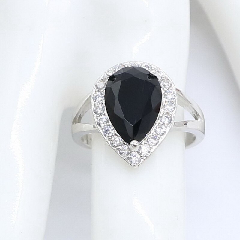 Water Black Topaz Green 925 Zilveren Ring Voor Vrouwen Bridal Sieraden Gratis
