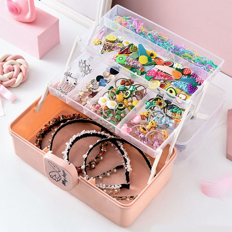 Boîte de rangement d&#39;accessoires de cheveux pour enfants, boîte de rangement d&#39;accessoires de coiffure pour filles, étui à bijoux de finition de bureau