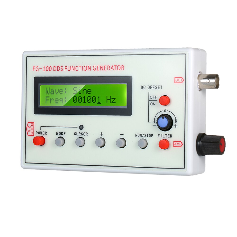 1HZ-500KHZ FG-100 DDS Functional Signal Generator Sine Triangle Square Sawtooth ECG Noise Output Source Module Frequency Counter