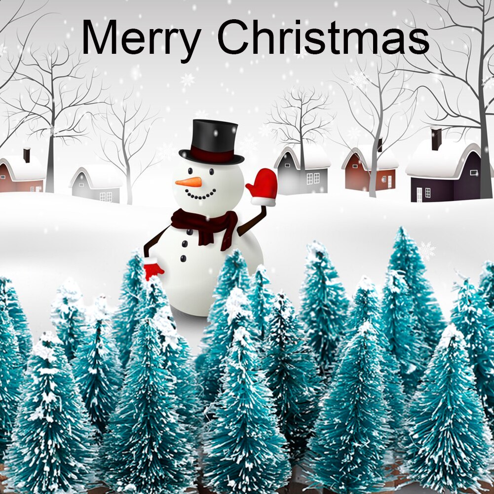 22Pcs Mini Pine Trees Set Sisal Snow Trees Plastic Winter Snow Decoration Tabletop Trees Crafting Party Supplies Desktop Decor