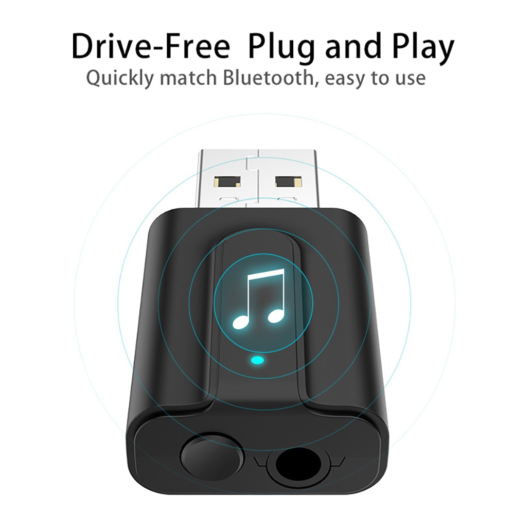 USB Bluetooth zenderontvanger, 2-in-1 Bluetooth 5.0 audio-adapter met 3