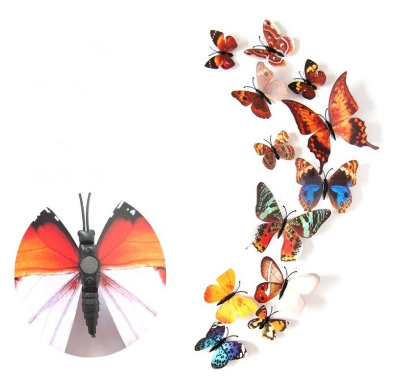 12 Stks/set Kleurrijke 3D Vlinders Muursticker Mooie Vlinder Sticker Met Magneet Voor Kid Kamer Muurstickers Home Decoratie: 02-True