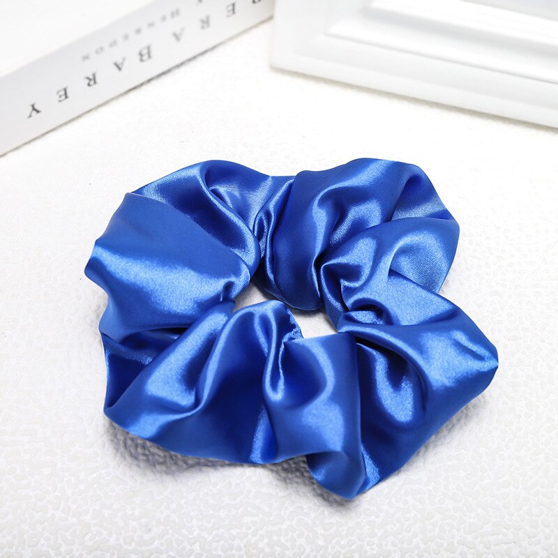fast silke sateng hår scrunchie pakke kvinner jenter elastiske hårbånd tilbehør gumki gjøre wlosow: D485 blå