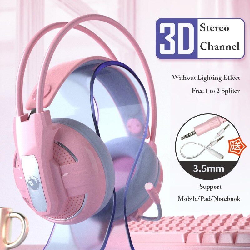 Teclado de videojuegos para niña con 19 teclas sin agujeros, Macros mecánicos de 4800DPI, ratón con cable para Gaming, oficina, Notebook, ordenador de escritorio: Notebook Headset