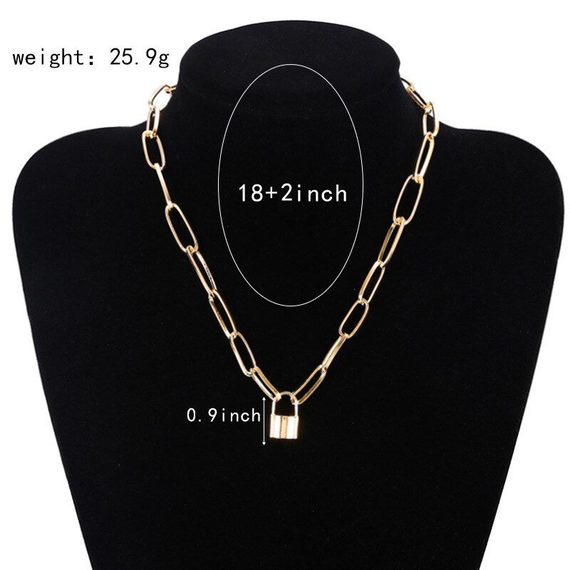 Personalidade retro geométrica senhoras colar camisola corrente simples forma de bloqueio selvagem temperamento clavícula corrente: gold