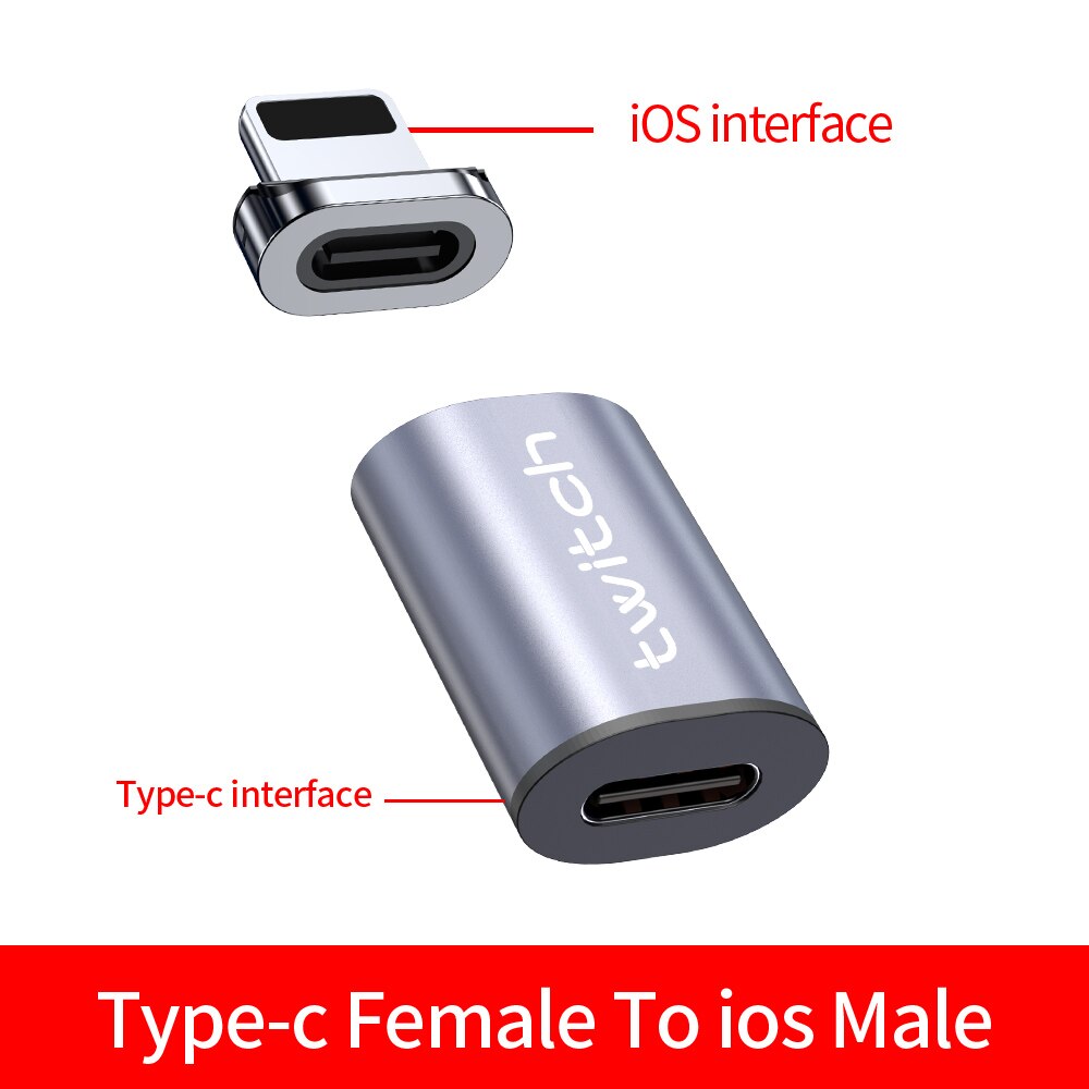 Twitch Type C Magnetic Adapter For iPhone Samsung Huawei xiaomi Type C Female To Micro Male USB Converter Magnet USB-C Connector: Type-c to ios