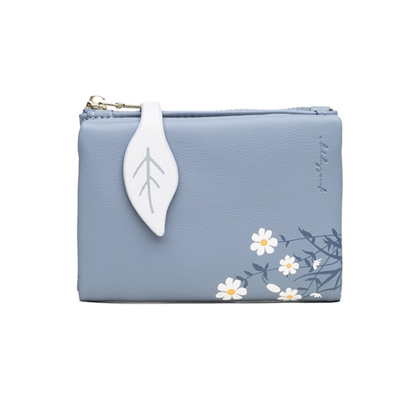 Dames korte portemonnee portemonnees leren portemonnee dames kaarthouder dames portemonnee clutch houder telefoontasje lief meisje: Donkerblauw