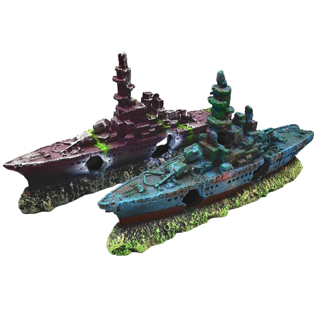 Pirate ship aquarium beautification fish tank landscaping ornaments decorative resin shipwreck decorative ship shelter