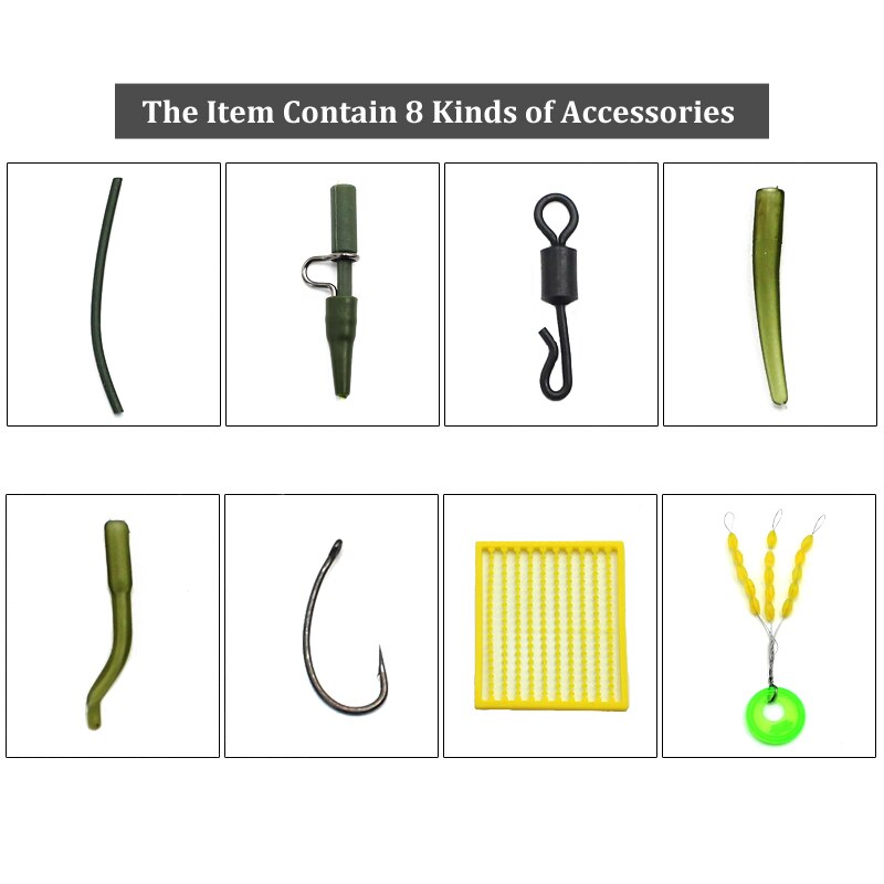 28 pçs conjunto de acessórios de pesca da carpa gancho de carbono pesca rolando giratória carpa isca parar grânulo para equipamento da carpa tubulação equipamento pesca enfrentar kit