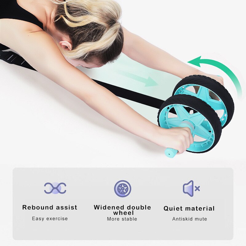 Ab Rolling Wheel Set with Knee Pad &amp; Resistance Band Dual Wheels Ab Rolling Wheel Set for Upper Body Workout YS-BUY
