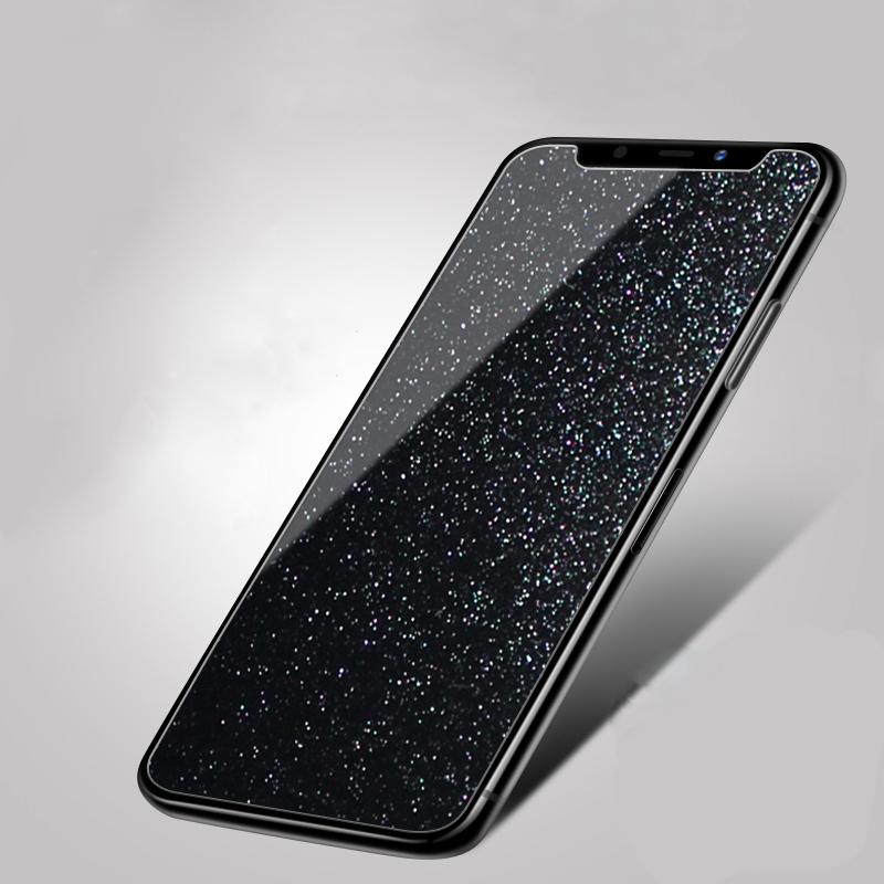 Protecteur d'écran pour iPhone, Film en verre trempé à paillettes de diamant 9H pour modèles 13 12 11 Pro MAX X XR XS Max 6 7 8Plus