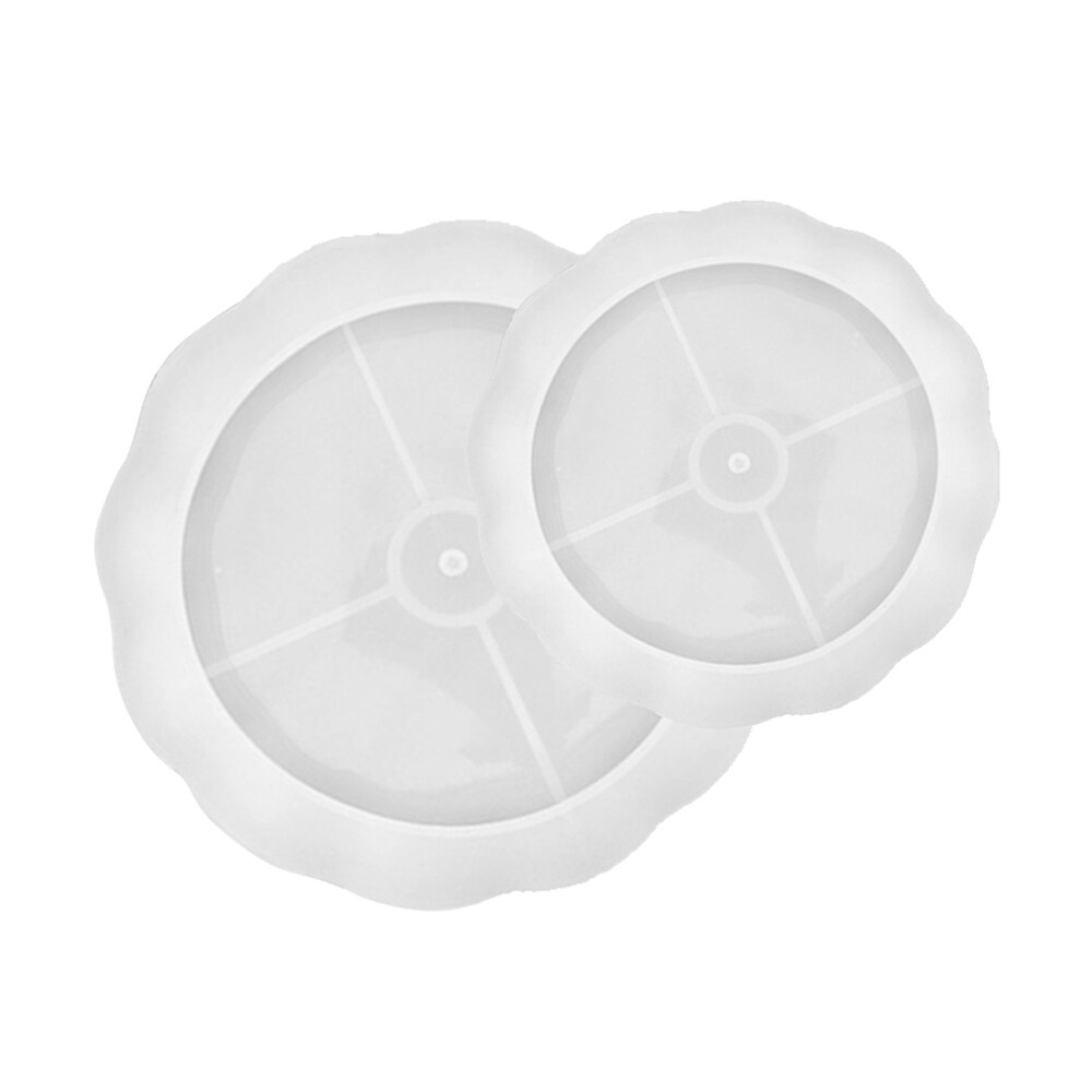 Moldes redondos de posavasos para Resina, moldes de silicona para posavasos, Kit de molde de posavasos, bandeja de resina, 2 uds.: 2 molds