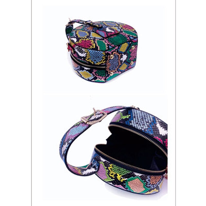 été sac de femmes serpent motif rond sac Portable décontracté plate-forme petit sac Match