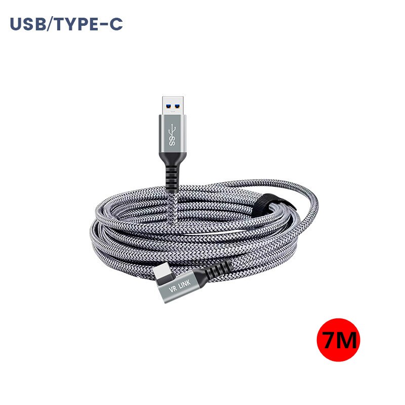 Cable de carga de línea de datos para auriculares Oculus Quest 2 1 Link VR, carga rápida USB 3,2, Cable de transferencia de datos tipo C, accesorios de VR: 7M A TO Gray