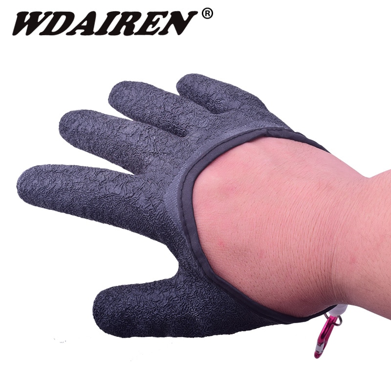 WDAIREN, guantes antideslizantes para pescar, resistentes al agua, de alambre PE tejido de látex, para pescar, guantes de mano derecha, herramientas de pesca, WD-076