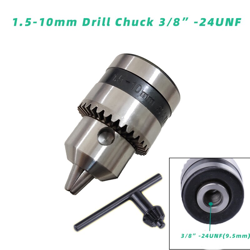 Drill Chuck &amp; Drill Chuck Adapter Convert Impact Wrench Into Electric Drill - 1/2"-20UNF &amp; 3/8"-24UNF Thread 3 Jaw Chuck: 24 UNF 1.5-10mm-H