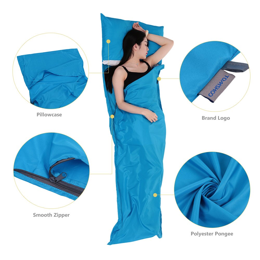 TOMSHOO-SACO para dormir al aire libre para adultos, saco de dormir portátil de 70x210CM con forro de sacos de dormir individuales de viaje para acampar, saco de dormir de emergencia