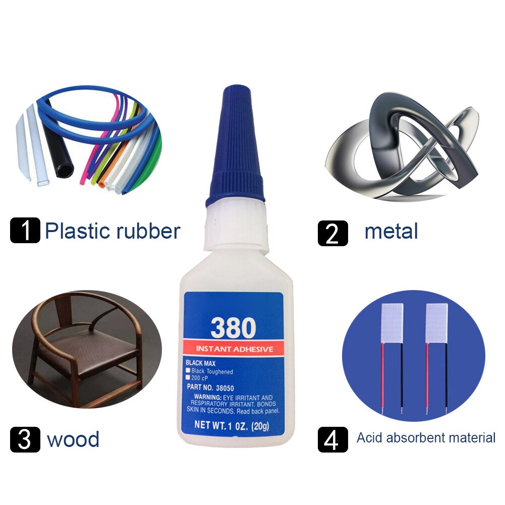 20g Instant Multi-Purpose Rubber Fix Fast Adhesive Bonding Tool Super Glue Rapid Home Strong ABS PVC Plastic Liquid Quick Dry