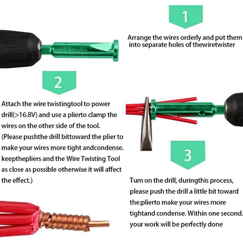 2 Pieces of Wire Twisting Tool, Wire Stripper and Twister, Power Tool for Stripping and Twisting Wires