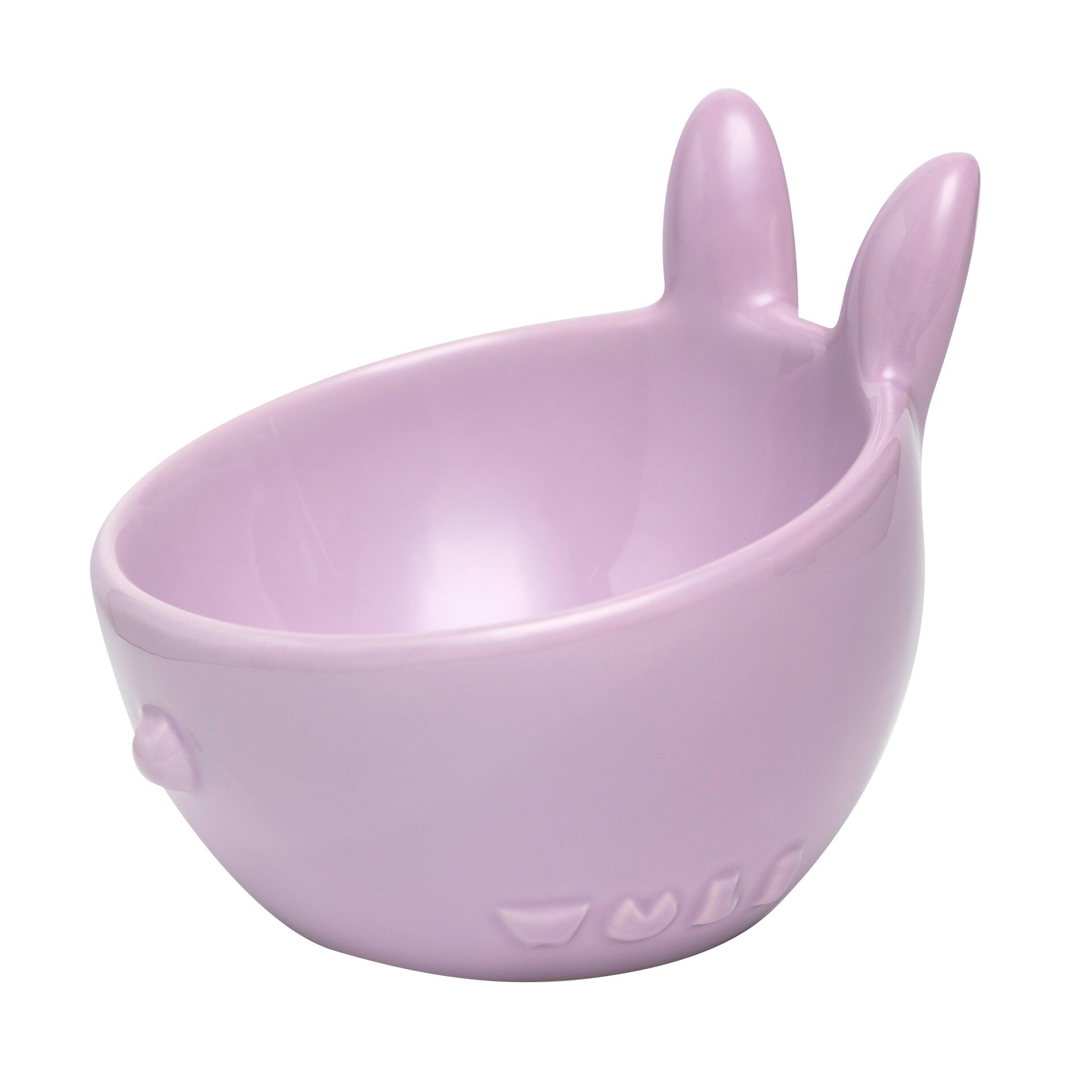 Cuenco con forma de pulpo y conejo para mascotas, protección oblicuo para la boca, Gato de cerámica, accesorios para mascotas: Bunny Purple