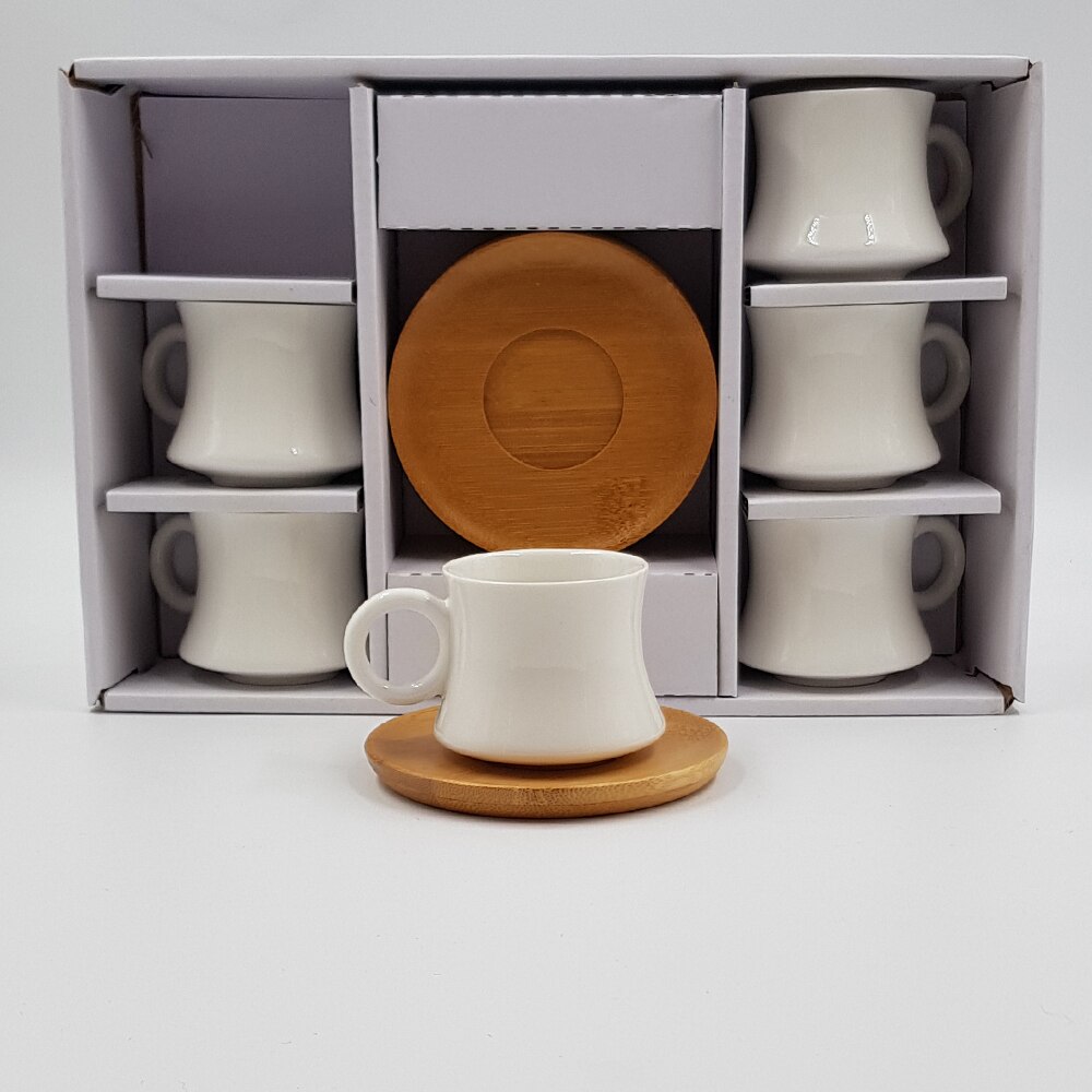 Tyrkisk kaffekop sæt med porcelæn bambusplade