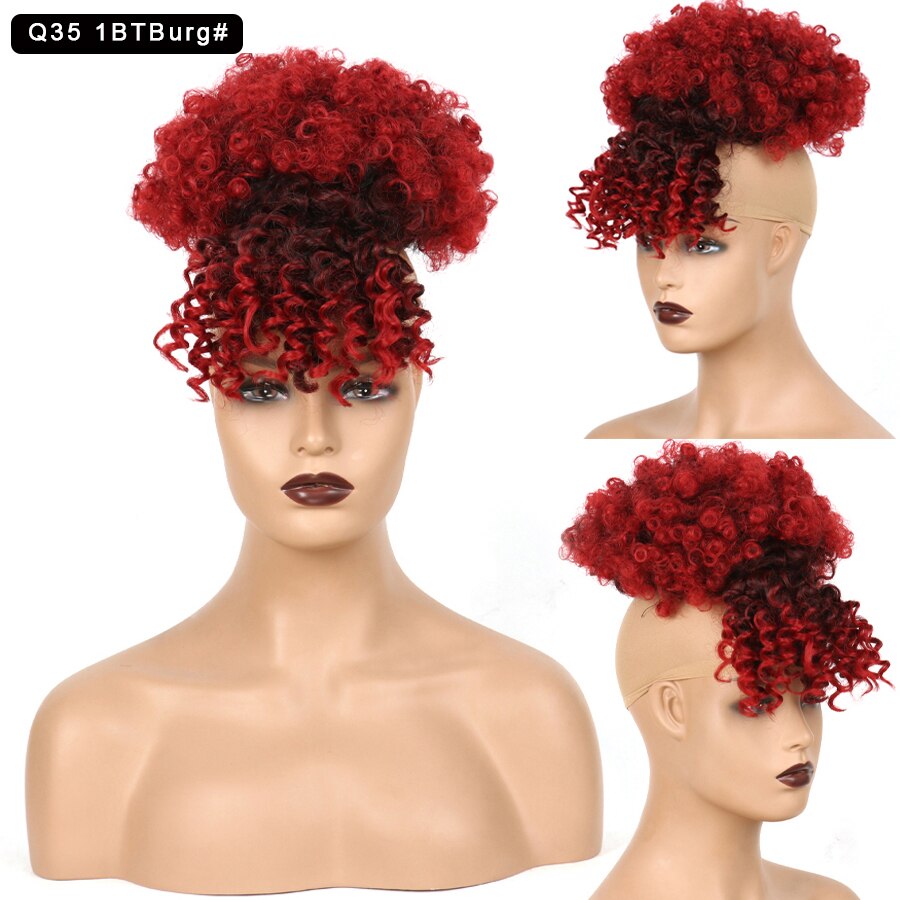 LISI HAIR Synthetic Hair Extensions Curly High Puff Ponytail for Women Hair Ponytail With Bangs Short Wrap Clip: T4/27/30