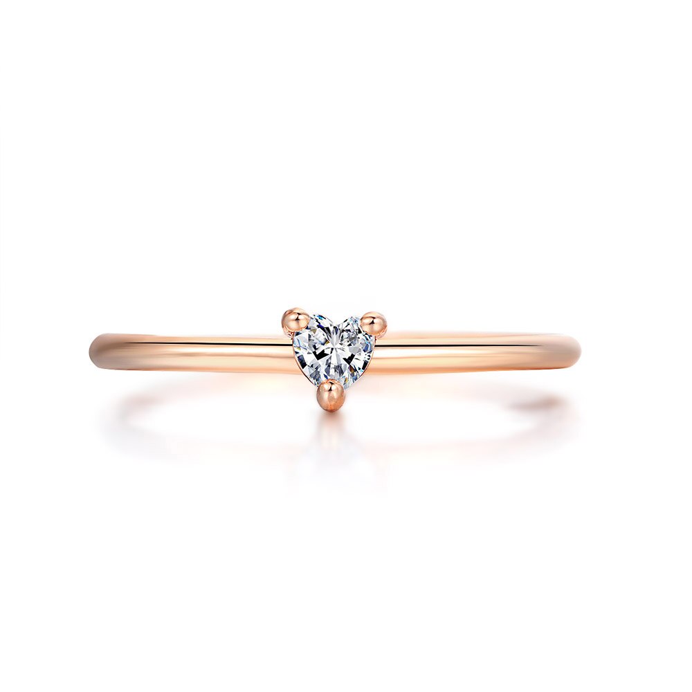 Anillos para mujer con forma de corazón pequeño Color dorado compromiso de boda anillo delicado joyería circón joyería de romántica KBR014-M: 10 / Negro