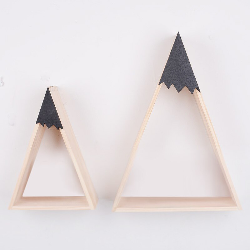 Estante de pared de madera para decoración del hogar, repisa flotante de estilo nórdico para habitación de bebé, montaña y nieve, JJJSN11451, 2 unids/set: Negro