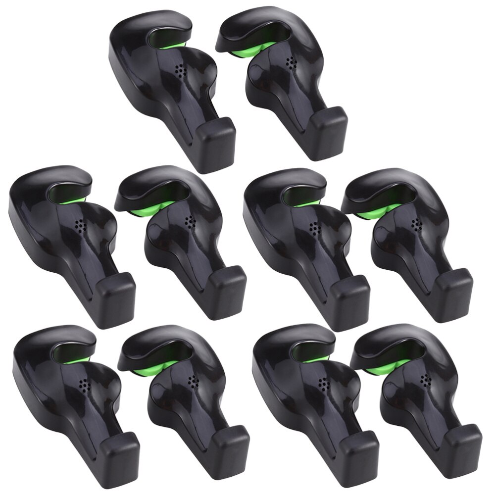 10pcs Car Seat Back Hooks Bag Hanger Holder Universal Organizer Automobiles Headrest Mount Storage Hooks Clips (Black): Black