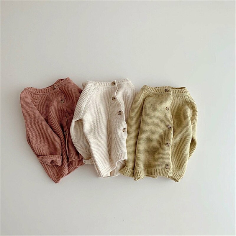 2022 Koreaanse Lente Kid Meisje Jongen Trui Knit Single Breasted Lange Mouwen Effen Kleur Knitwear Wollen Jas Kinderen Jas E3280: red / 80cm 12-18Months