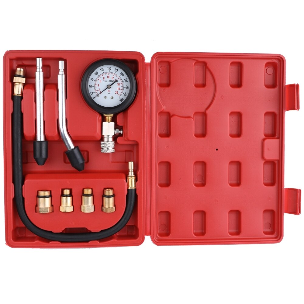Gasoline Engine Compression Tester Auto Petrol Gas Engine Cylinder Automobile Pressure Gauge Tester Automotive Test Kit 0-300psi: Default Title