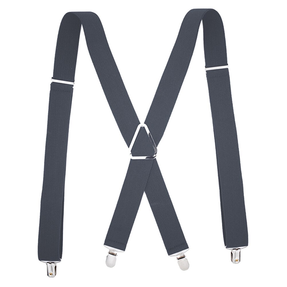 Nouvelle hommes pantalon sangle décontracté couleur unie hommes pantalon sangle avec 4 Clips élastique réglable pantalons bretelles: dark gray