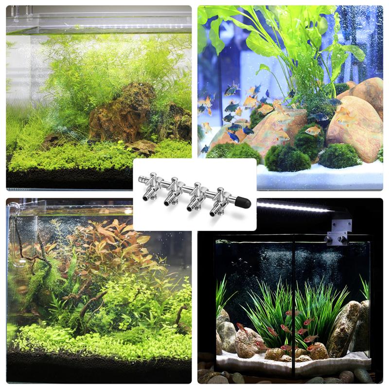 Aquarium Fish Tank Oxygen Dispenser 4-Way Air Flow Control Fish Tank Oxygen Dispenser Distributor Valve With Suction Cup