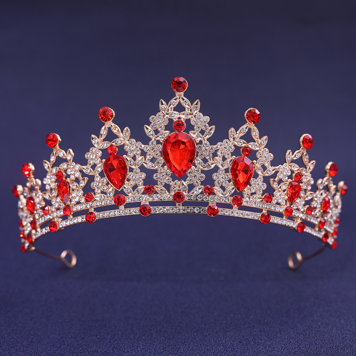 Accessoires pour cheveux de mariage, couvre-chef, bijoux de tête, diadème de cheveux de mariage, couronne de diadème de mariée en cristal, couleur argent, diadème en voile: Rouge