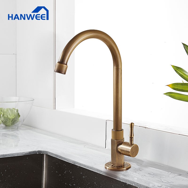 laiton Antique robinet de cuisine froide Bronze fini en laiton évier robinet mitigeur robinet de cuisine