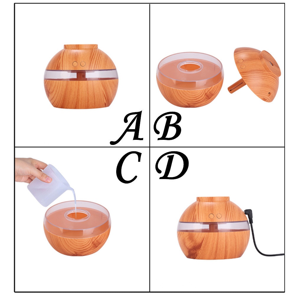 40# 300ml Air Aroma Essential Oil Diffuser Led Ultrasonic Aroma Aromatherapy Humidifier Wood Grain Humidifiers Aroma Diffuser