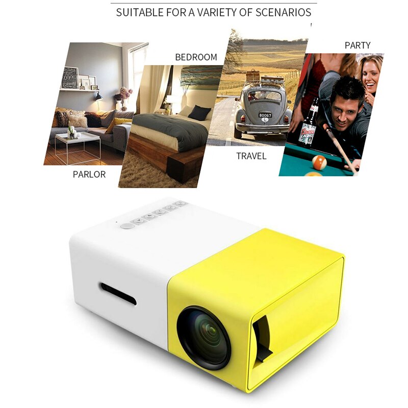 LCD Mini Projector YG300 HD1080P HDMI-Compatible Media Player Pico Projector Video Conference Camera Home Theater