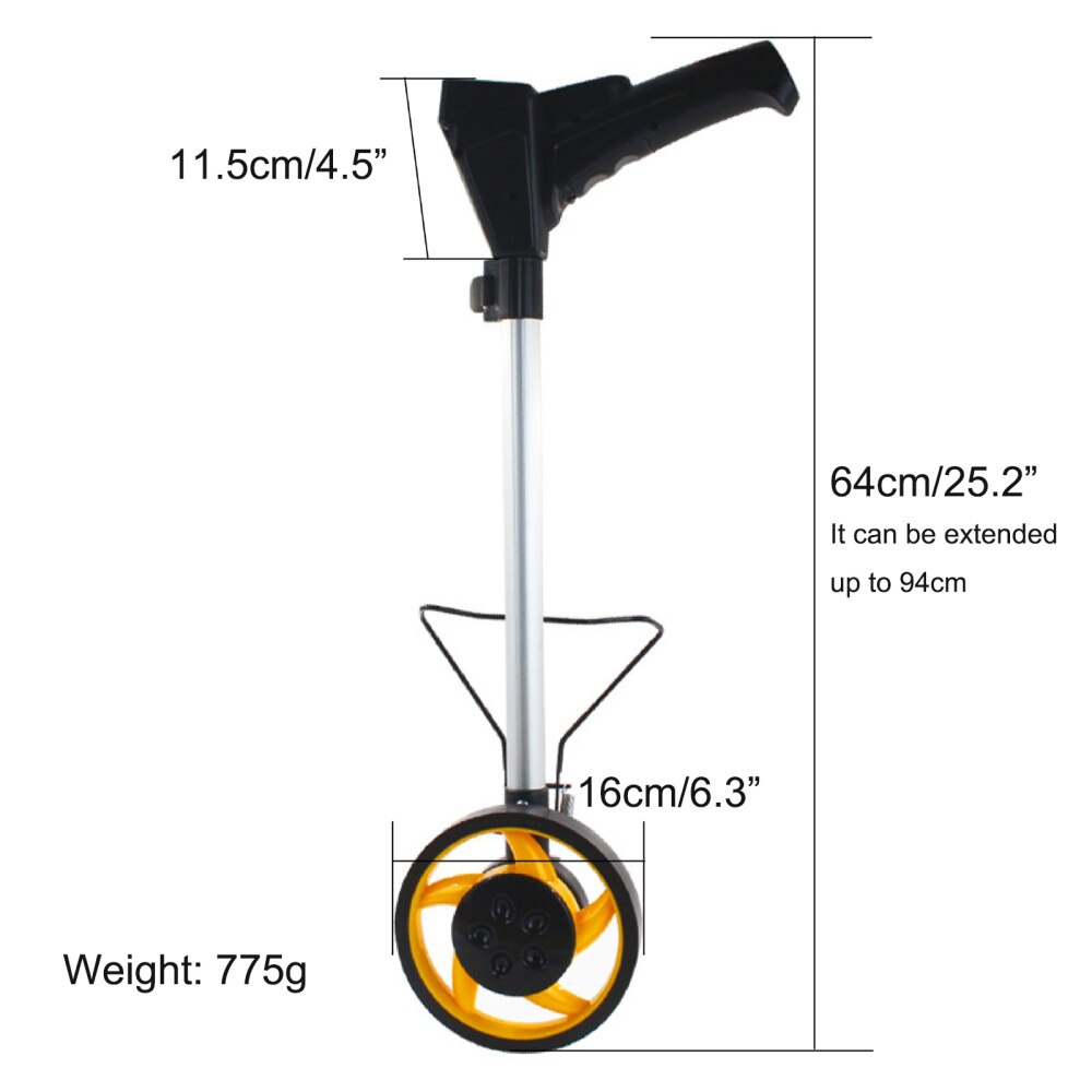 With Easy‑to‑use Digital Screen Tape Distance Rolling Gauge Roller Walk Feet Inch Switching Tool Portable Measuring Wheel