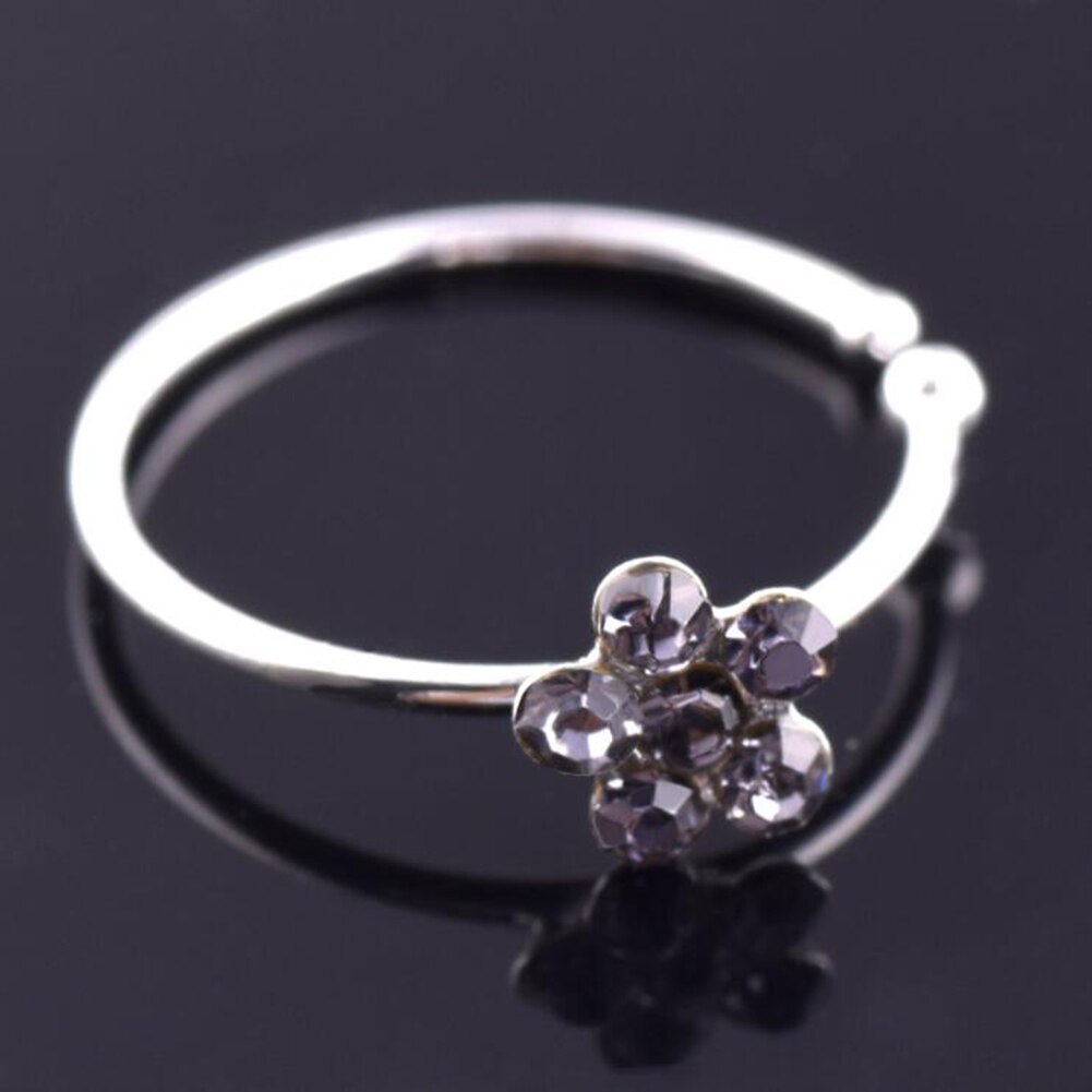 Unisex Plum Bloem Strass Neus Stud Hoepel Sparkly Nose Ring Body Piercing: A11