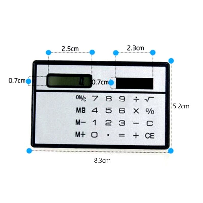 Useful 8 Digits Ultra Thin Mini Slim Credit Card Solar Power Pocket Calculator Random Color