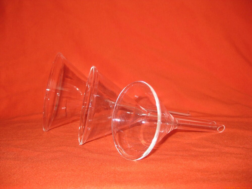 Embudo de 75mm, vástago corto de vidrio grueso