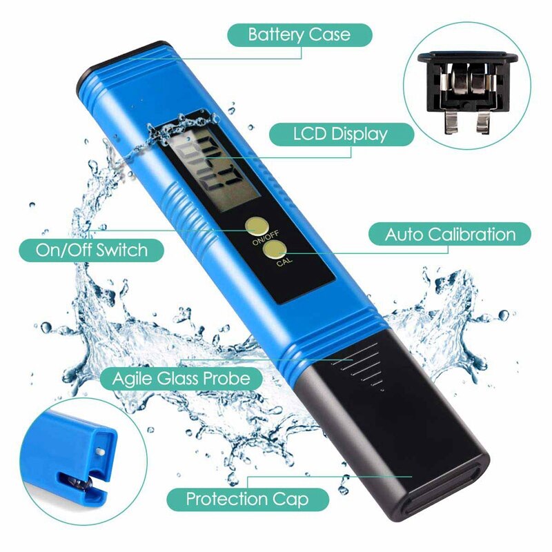 Digitale ph-meter, ph-meter 0.01 ph zeer nauwkeurige watertester met 0-14 ph meetbereiken