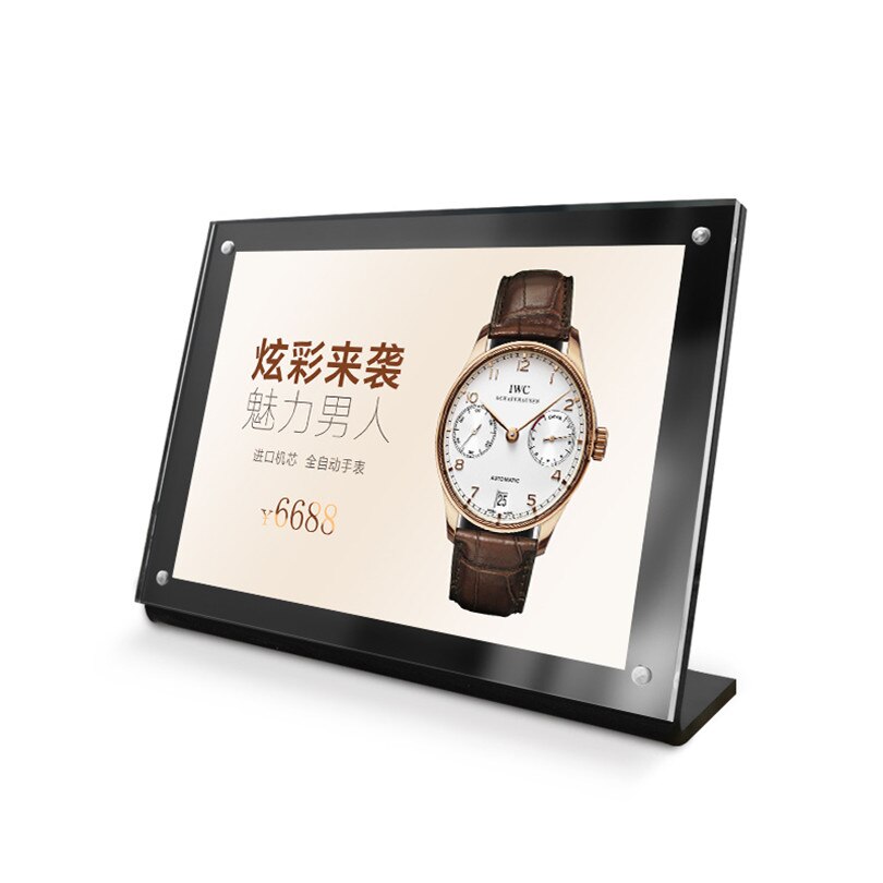 A4 Magnetic Acrylic Sign Holder Display Stand - 8.5 X 11 Inches Ad Frames Table Plastic Brochure Menu Holder: l Black Horizontal