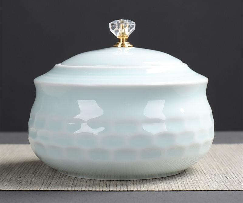 Stor kapacitet keramiske teopbevaringsdåser forseglet gryde til køkken krydderier organisator celadon porcelæn te kaffekrukker tank 9 stile: 06-12.5 x 10cm