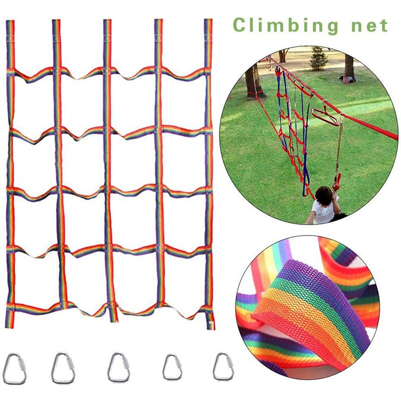Outdoor Rainbow Climbing Net Ribbon Network Climbing Accessories for Training Climbing Children's Athletics