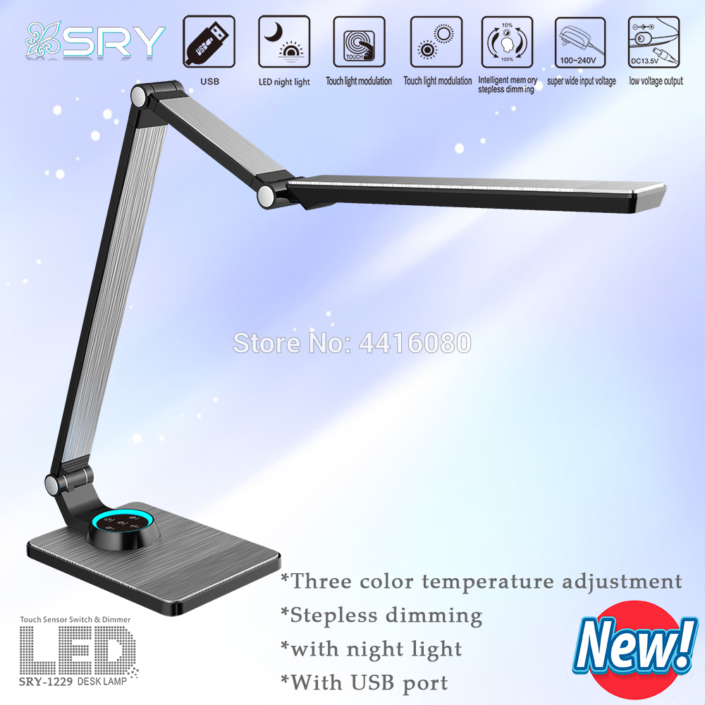 Italiaanse Oogbescherming Led Bureaulamp Traploos Dimmen 2700 K-6500 K Led Nachtlampje 5 V/ 1A Usb Opladen Lange Arm Bureaulampen