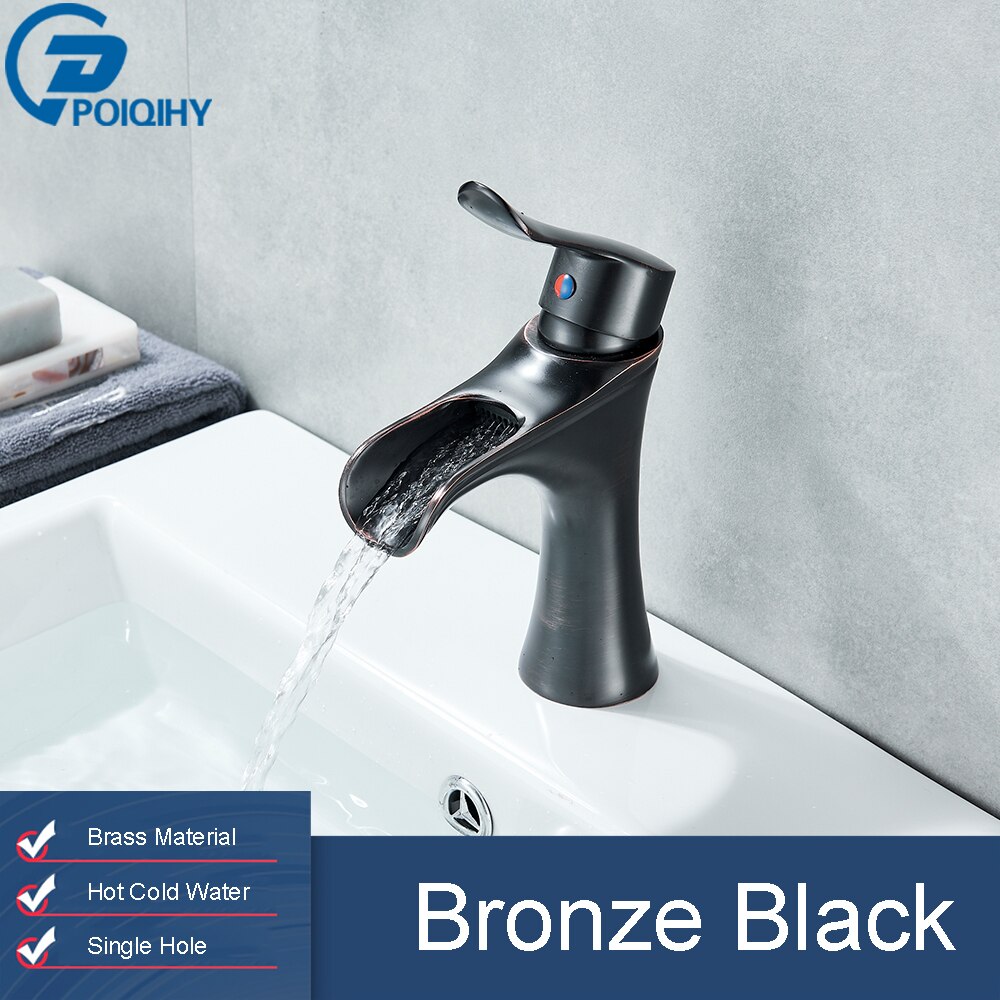 Poiqihy Waterval Wastafel Kraan Brons Zwart Badkam... – Grandado